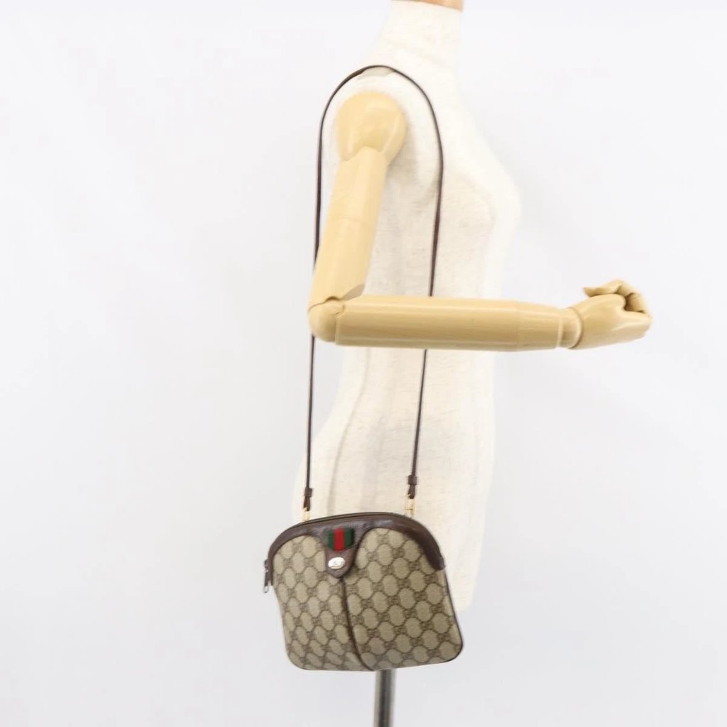 Gucci Gg Supreme Web Sherry Line Shoulder Bag Pvc Beige 904 02 047 Auth 155227